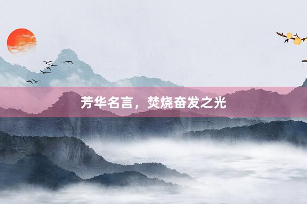 芳华名言，焚烧奋发之光